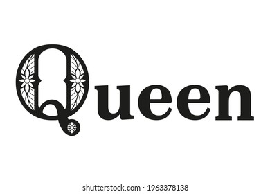 Queen. Black text suitable for card, brochure or typography design