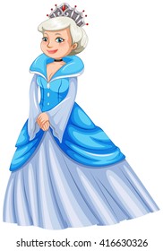 Queen in blue dress illustration