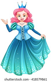 Queen in blue dress illustration