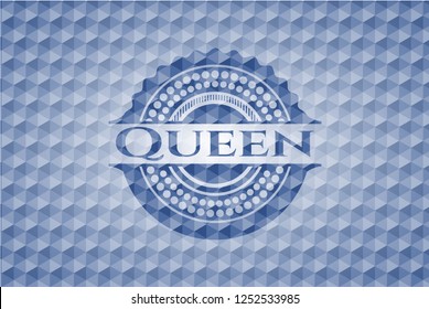 Queen blue emblem with geometric pattern.