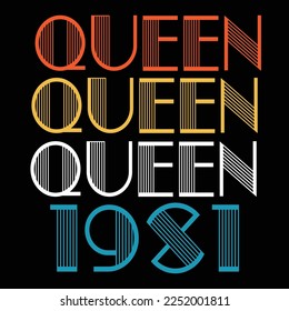 Queen Born In 1981 Vintage Birthday