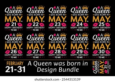 Queen is Born Birthday Design Bundle, January, February, March, April, Jun, July, August, September, October, November, December