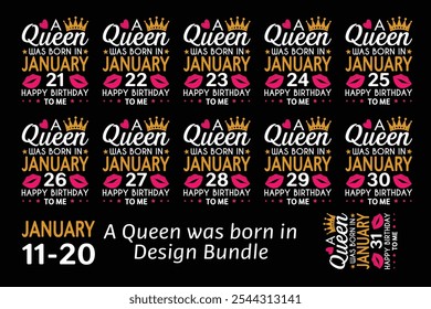 Queen is Born Birthday Design Bundle, January, February, March, April, Jun, July, August, September, October, November, December