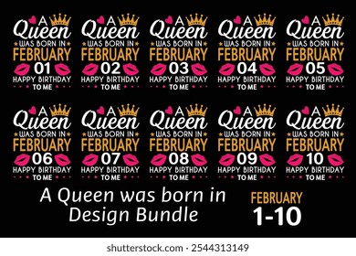 Queen is Born Birthday Design Bundle, January, February, March, April, Jun, July, August, September, October, November, December