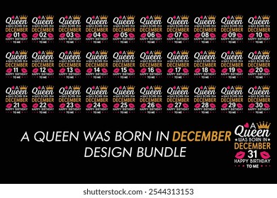 Queen is Born Birthday Design Bundle, January, February, March, April, Jun, July, August, September, October, November, December