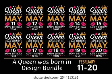 Queen is Born Birthday Design Bundle, January, February, March, April, Jun, July, August, September, October, November, December