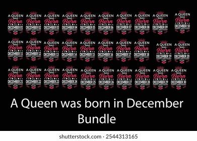 Queen is Born Birthday Design Bundle, January, February, March, April, Jun, July, August, September, October, November, December