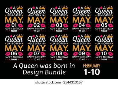 Queen is Born Birthday Design Bundle, January, February, March, April, Jun, July, August, September, October, November, December