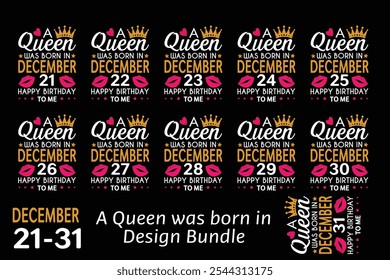 Queen is Born Birthday Design Bundle, January, February, March, April, Jun, July, August, September, October, November, December