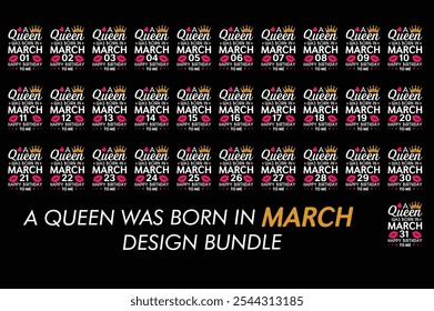 Queen is Born Birthday Design Bundle, January, February, March, April, Jun, July, August, September, October, November, December