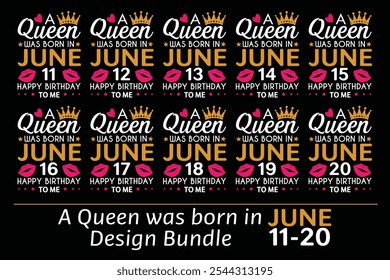 Queen is Born Birthday Design Bundle, January, February, March, April, Jun, July, August, September, October, November, December