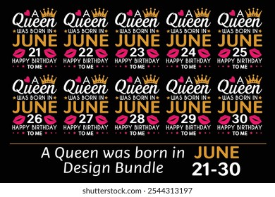 Queen is Born Birthday Design Bundle, January, February, March, April, Jun, July, August, September, October, November, December