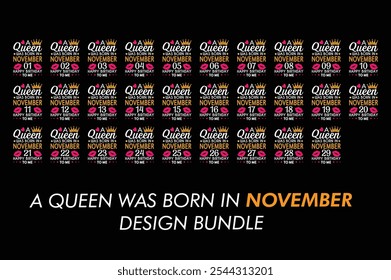 Queen is Born Birthday Design Bundle, January, February, March, April, Jun, July, August, September, October, November, December