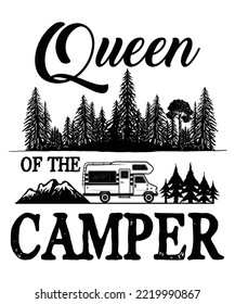 Queen of the Camper Shirt Design, Camping Crew, Camping Lover, Hiking Gift, nature, hiking, adventure, travel, outdoors, mountain
