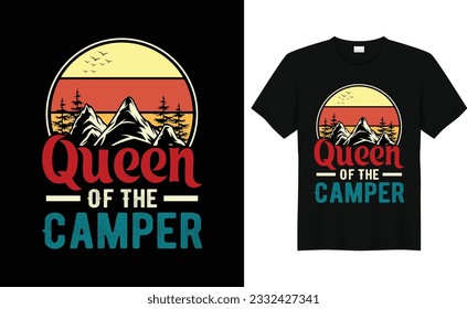 Queen Of The Camper,Camp Lover t Shirt, Camping Trip T Shirt, Camping Family T Shirt,Camper T Shirt Design,Adventure TShirt,Vintage RV T-shirt Design