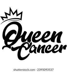 queen cancer black vector graphic design and cut file