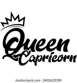 queen capricorn black vector graphic design and cut file