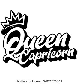 queen capricorn black vector graphic design and cut file