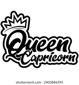 queen capricorn black vector graphic design and cut file