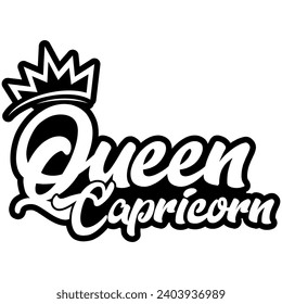 queen capricorn black vector graphic design and cut file