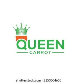 Logo-Symbol für Queen Carrot - Vektordesign - Illustration, Krone, Coror Orange und Grün