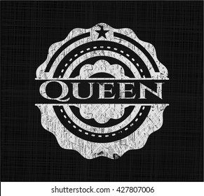 Queen chalk emblem written on a blackboard