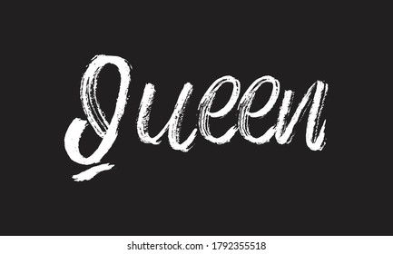 tipografía retro de letras de texto en blanco de chalk reina y frase caligráfica aislada en el fondo negro  