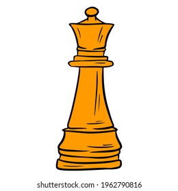 Queen. Chess figure. The game. Chess tournament. Logic game. Cartoon style. Vector illustration for design and decoration.