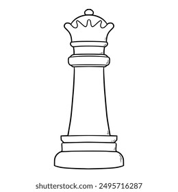 queen chess illustration hand drawn outline isolated vector