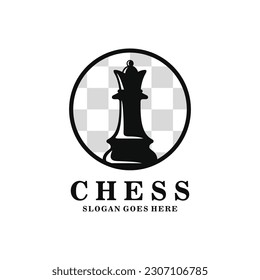 Queen chess logo design vector illustration