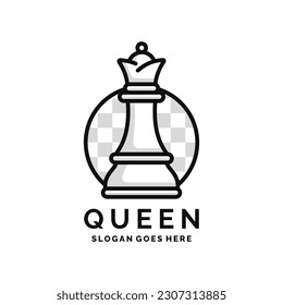 Queen chess logo design vector illustration
