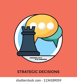  Queen from chess piece along with message bubbles symbolising strategic decision 