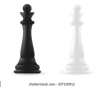 queen chess piece black and white vector illustration