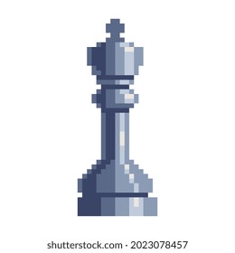 Queen chess piece icon. Chess application. Pixel art style. 8-bit video game sprite. Game assets. Isolated abstract vector illustration.
