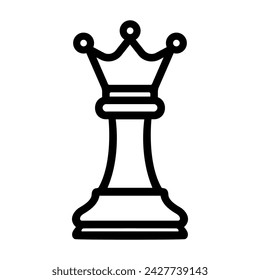 Queen Chess piece Icon Logo. Outline Vector illustration