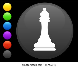 queen chess piece icon on round internet button original vector illustration 6 color versions included