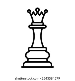 Queen chess piece icon in outline style. Editable stroke.