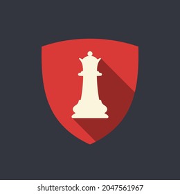 Queen Chess Piece On Shield Vector Icon