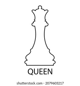 The Queen chess piece. Outline of a chess piece. Vector illustration isolated on a white background for design and web.