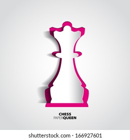 Queen Chess Piece From Paper - Vector Illustration