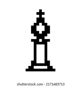 Queen chess piece . Pixel art icon. Isolated vector illustration.