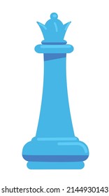 Objeto vector de color semiplano de pieza de ajedrez de reina. Elemento de tamaño completo sobre blanco. Tiempo de descanso. Poderosa pieza en juego. Ilustración simple de estilo de dibujos animados para diseño gráfico web y animación