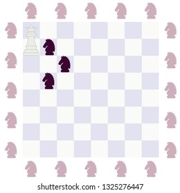 Queen chess piece surrounded by knights
