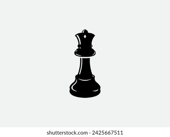 Queen Chess Silhouette illustration logo design inspiration