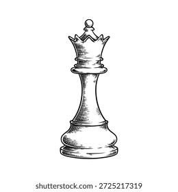 Reina en el Vector de ajedrez ilustración de dibujo de línea de arte