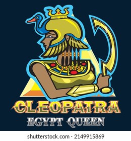 Queen Cleopatra,  woman esport logo, female or girl team mascot - Vector