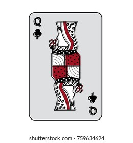 queen of clover or clubs french playing cards related icon image