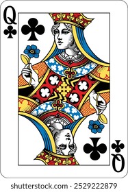 Queen of Clubs design from a new original deck of playing cards. 