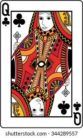 Queen of clubs playing card