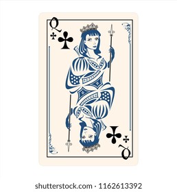 queen clubs playing card character games symbol ornamental 